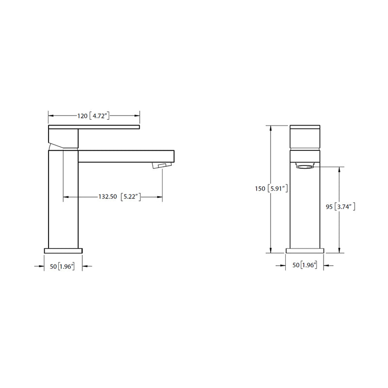 Serie 160 Bathroom Faucet - Single Hole - 6" Brass/Brushed Nickel
