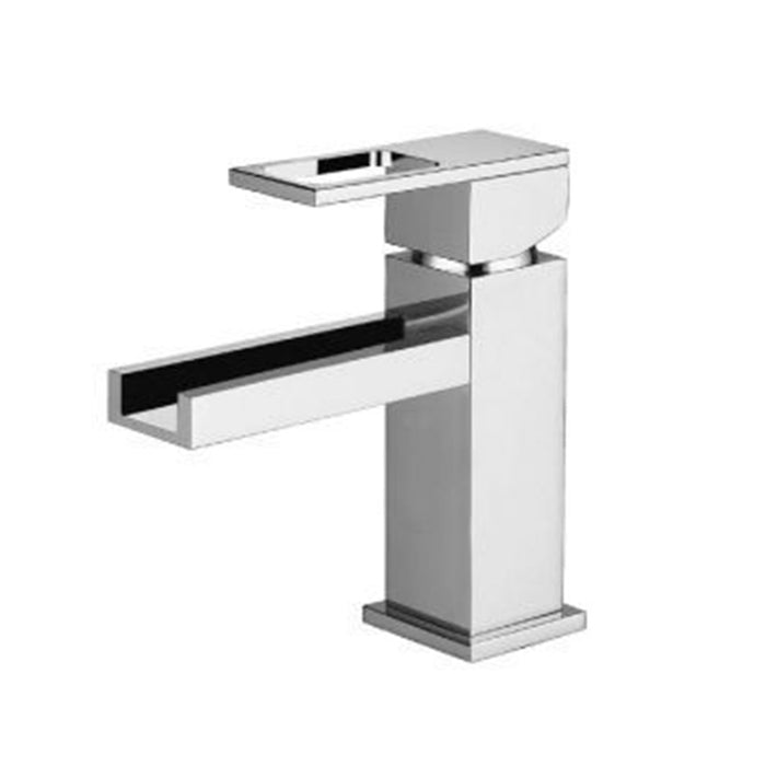 Serie 160 Waterfall Bathroom Faucet - Single Hole - 6" Brass/Polished Chrome