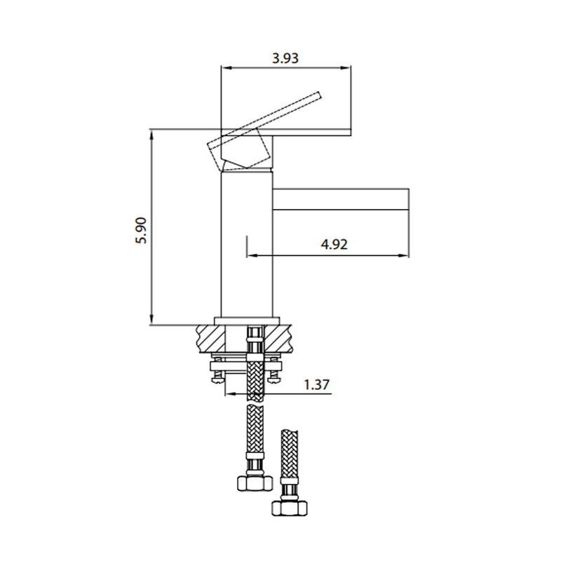 Serie 160 Waterfall Bathroom Faucet - Single Hole - 6" Brass/Polished Nickel