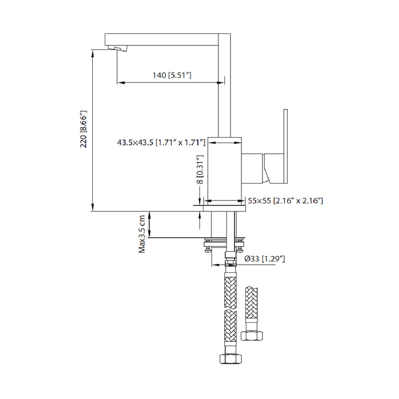 Serie 160 Bathroom Faucet - Single Hole - 9" Brass/Polished Nickel