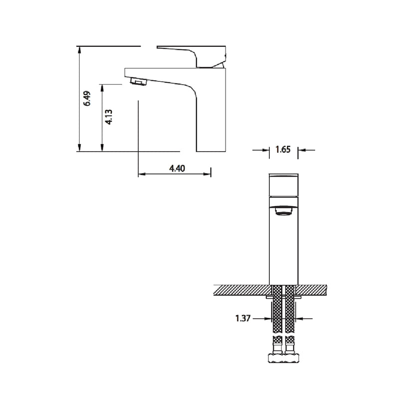 Serie 180 Bathroom Faucet - Single Hole - 7" Brass/Brushed Nickel
