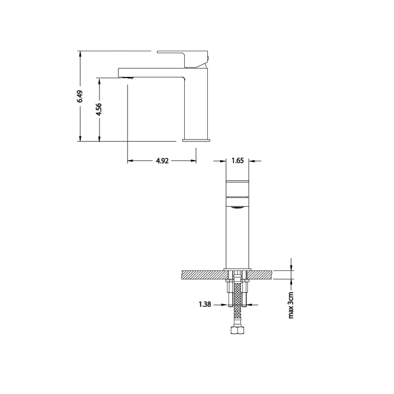 Serie 196 Bathroom Faucet - Single Hole - 7" Brass/Light Tan