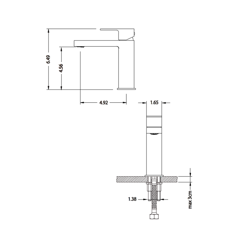 Serie 196 Bathroom Faucet - Single Hole - 7" Brass/Satin Brass