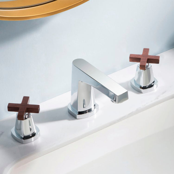 Serie 240 Bathroom Faucet - Widespread - 8" Brass/Polished Chrome