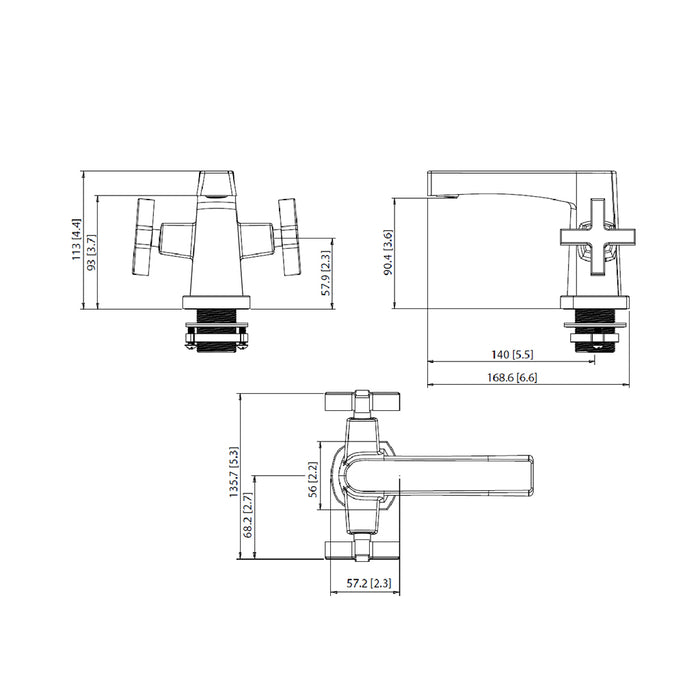 Serie 240 Bathroom Faucet - Single Hole - 5" Brass/Brushed Nickel