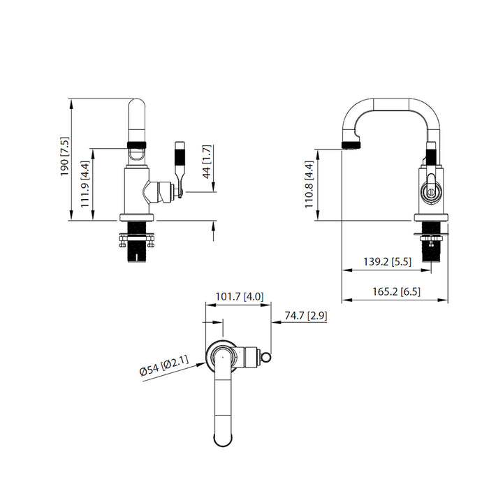 Serie 250 Bathroom Faucet - Single Hole - 8" Brass/Brushed Nickel