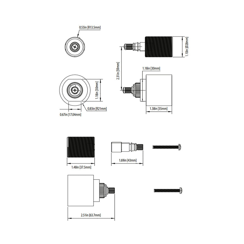 Universal For Use With Thermostatic Valves Extension Kit - Built-In - 2" Brass/Polished Nickel