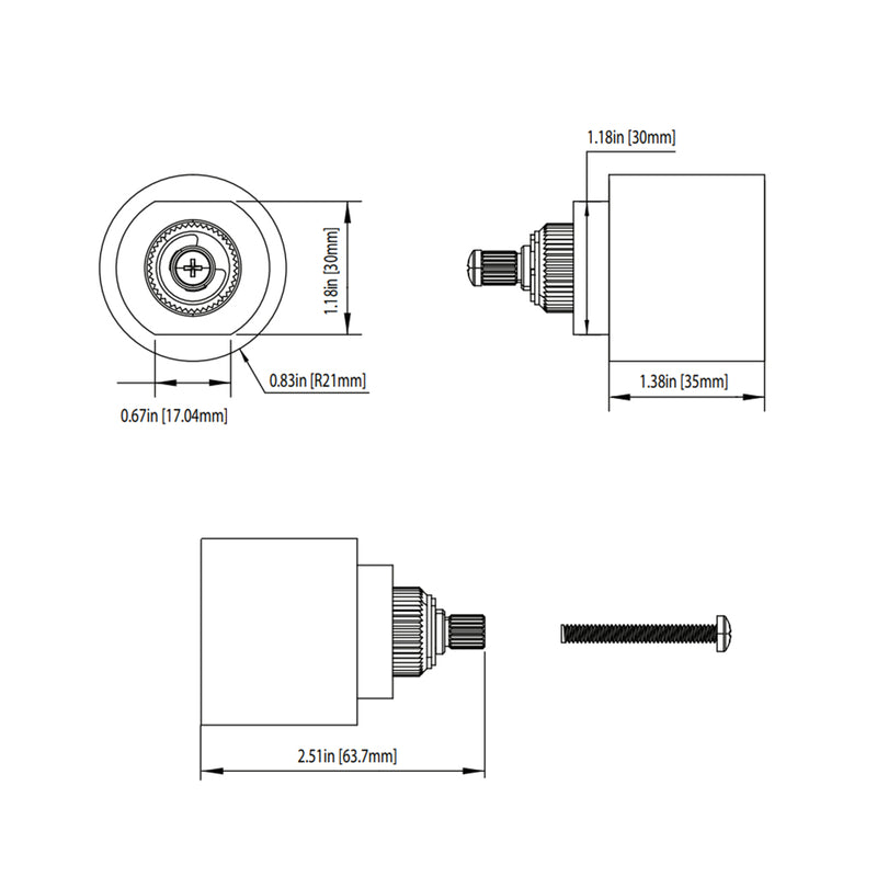 Universal For Use With TVH.4201 Extension Kit - Built-In - 2" Brass/Brushed Bronze