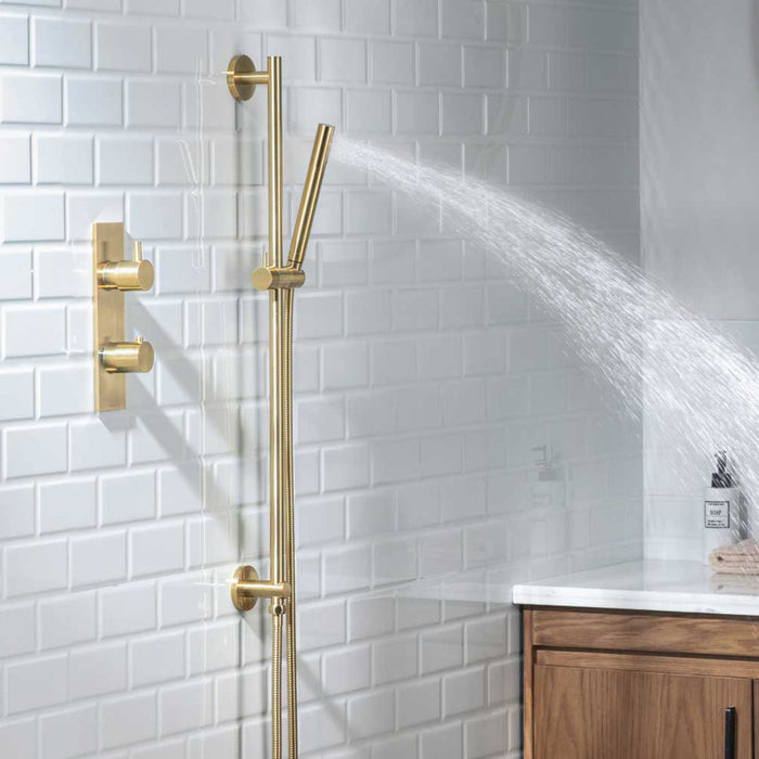 Serie 100 Hand Shower Column - Wall Mount - 31" Brass/Brushed Nickel