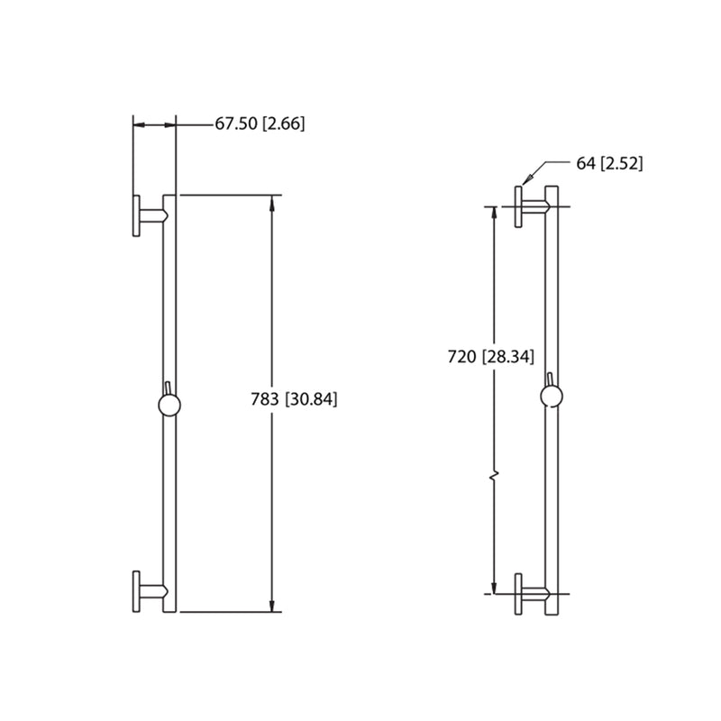 Serie 100 Hand Shower Column - Wall Mount - 31" Brass/Satin Brass