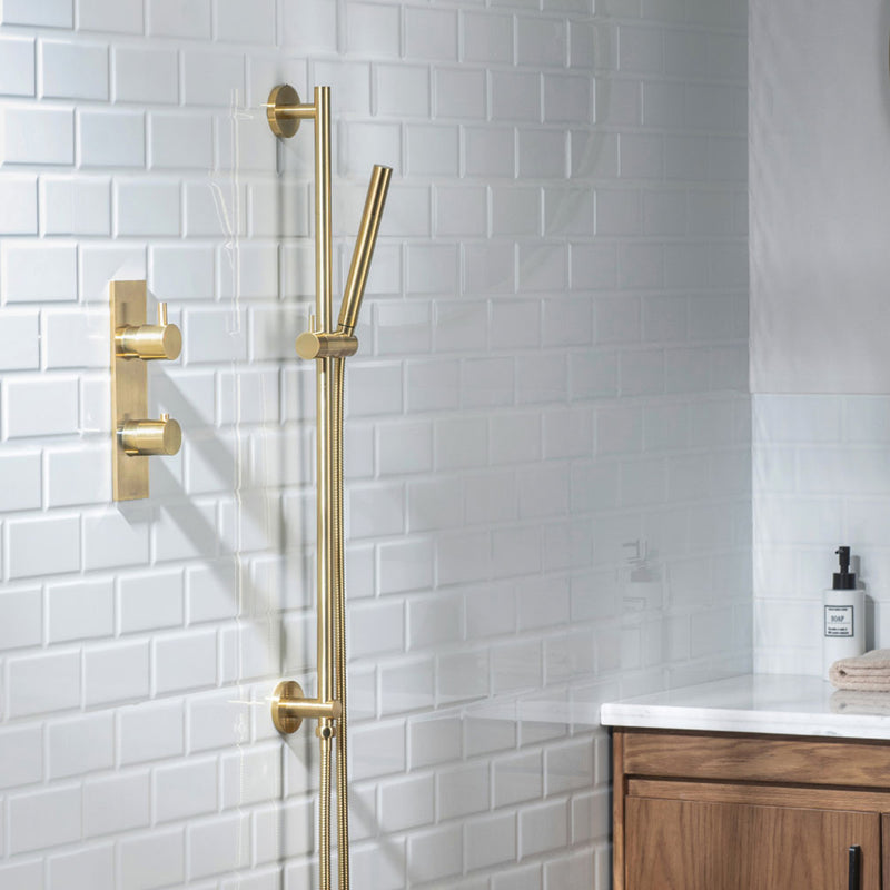 Universal Round Hand Shower Column Set - Wall Mount - 24" Brass/Polished Nickel