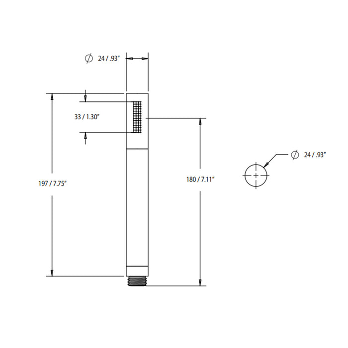 Universal Single Function Hand Shower - Drop-In - 8" Brass/Matt Black