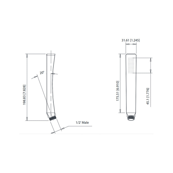 Universal Single Function Hand Shower - Built-In - 8" Brass/Polished Nickel