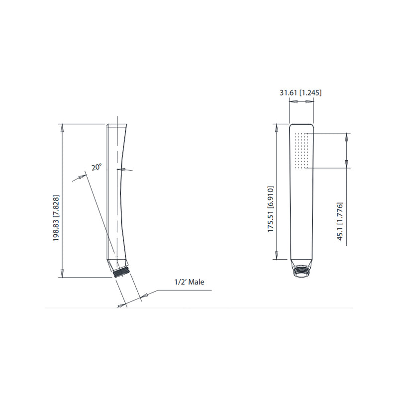 Universal Single Function Hand Shower - Built-In - 8" Brass/Brushed Nickel