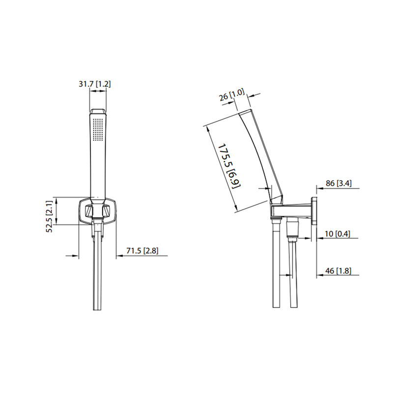 Serie 240 Hand Shower Set - Wall Mount - 7" Brass/Brushed Nickel