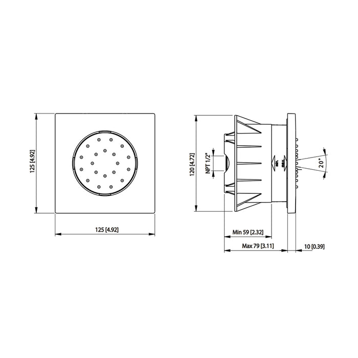 Serie 160 Shower Jet - Wall Mount - 5" Brass/Polished Chrome