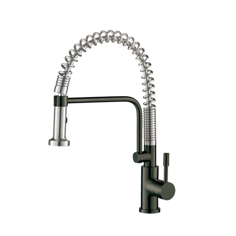 Caso Semi-Professional Dual Spray Pull Out Kitchen Faucet - Single Hole - 20" Stainless Steel/Dark Grey