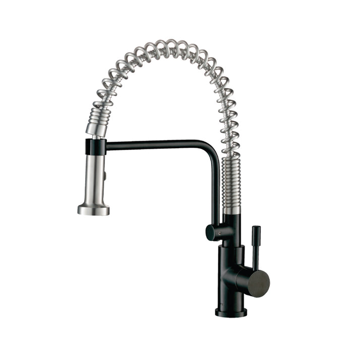 Caso Semi-Professional Dual Spray Pull Out Kitchen Faucet - Single Hole - 20" Stainless Steel/Matt Black