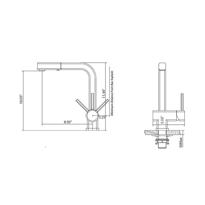 Cito Dual Spray Pull Out Kitchen Faucet - Single Hole - 12" Stainless Steel/Matt Black