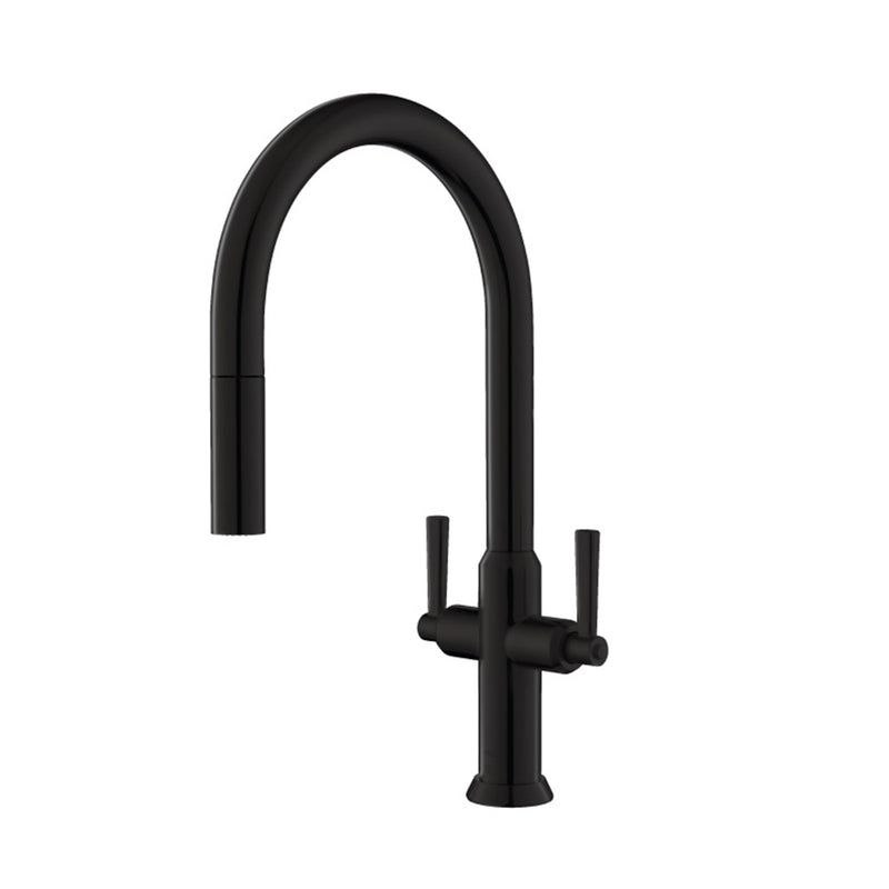 Velox Dual Spray Pull Out Two Handle Kitchen Faucet - Single Hole - 17" Stainless Steel/Matt Black