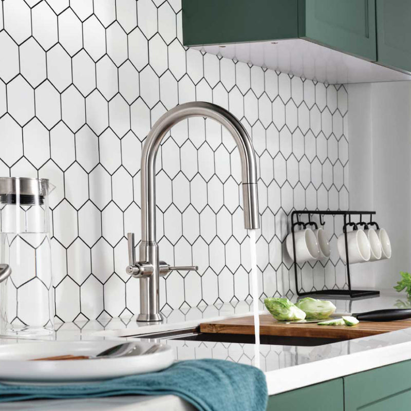 Velox Dual Spray Pull Out Two Handle Kitchen Faucet - Single Hole - 17" Stainless Steel/Matt Black