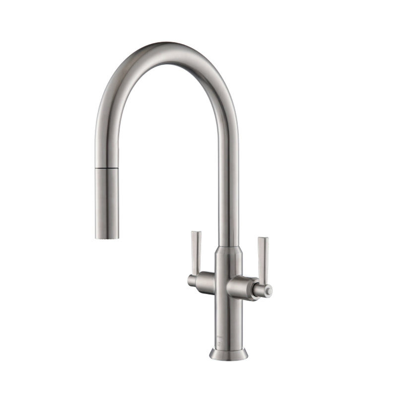 Velox Dual Spray Pull Out Two Handle Kitchen Faucet - Single Hole - 17" Stainless Steel/Stainless Steel