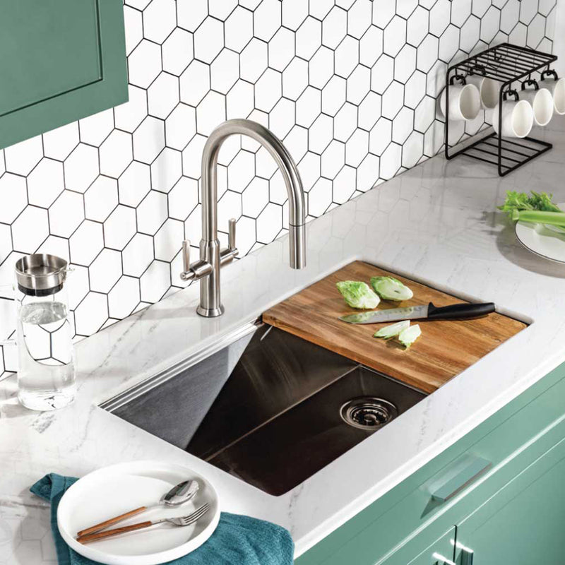 Velox Dual Spray Pull Out Two Handle Kitchen Faucet - Single Hole - 17" Stainless Steel/Stainless Steel