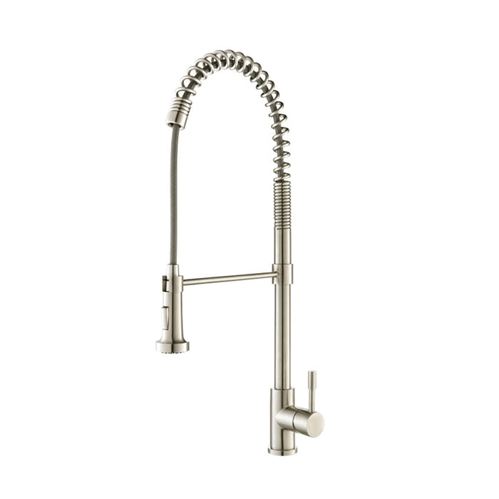 Professio - S - Dual Spray Professional Pull Out Kitchen Faucet - Single Hole - 28" Stainless Steel/Polished Steel