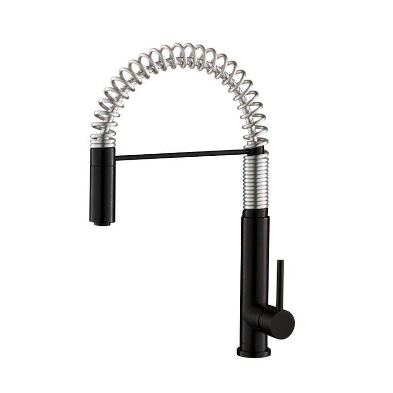 Dixie Semi-Professional Dual Spray Pull Out Kitchen Faucet - Single Hole - 20" Stainless Steel/Matt Black