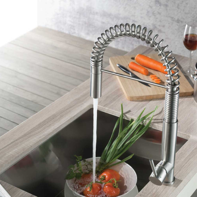 Dixie Semi-Professional Dual Spray Pull Out Kitchen Faucet - Single Hole - 20" Stainless Steel/Matt Black