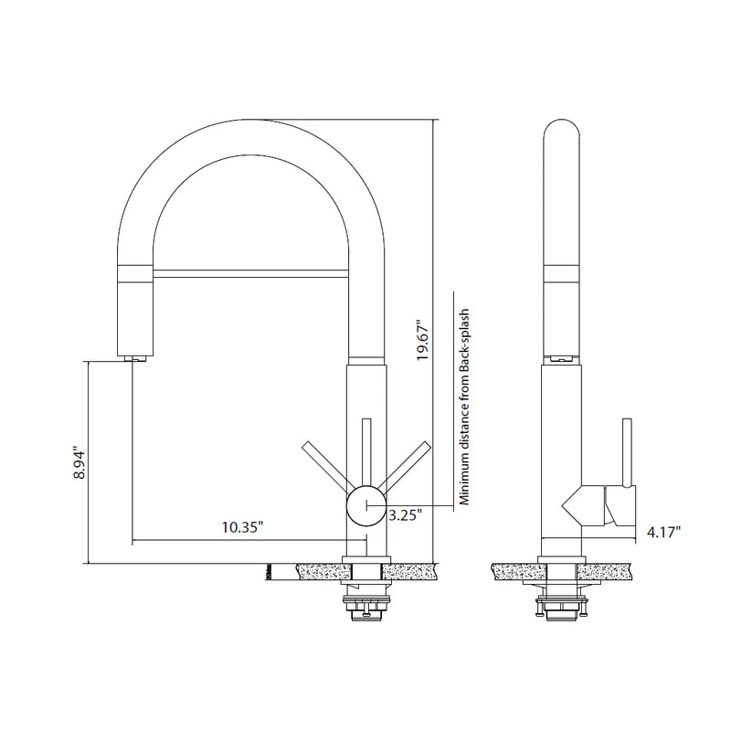 Dixie Semi-Professional Dual Spray Pull Out Kitchen Faucet - Single Hole - 20" Stainless Steel/Matt Black