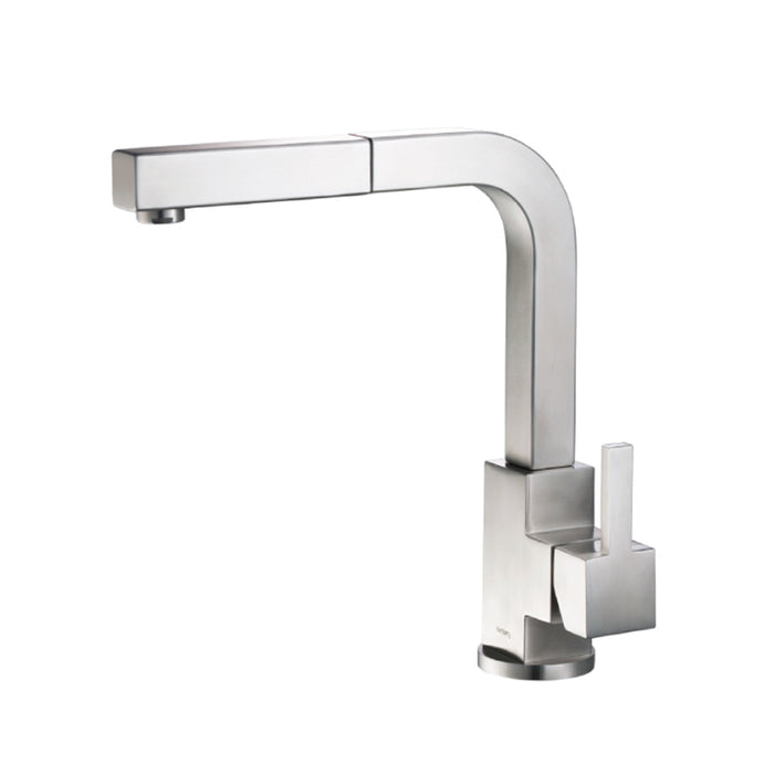 Deus Dual Spray Pull Out Kitchen Faucet - Single Hole - 12" Stainless Steel/Stainless Steel