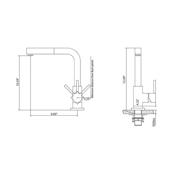 Deus Dual Spray Pull Out Kitchen Faucet - Single Hole - 12" Stainless Steel/Stainless Steel