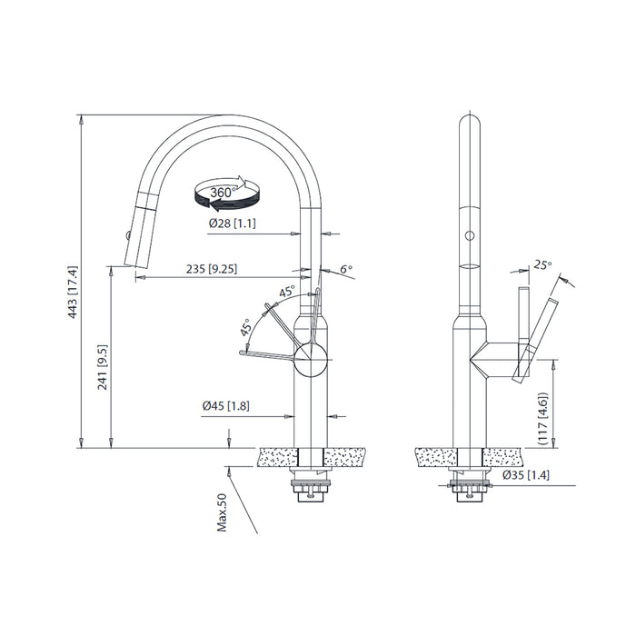 Ziel Dual Spray Pull Out Kitchen Faucet - Single Hole - 18" Stainless Steel/Matt Black