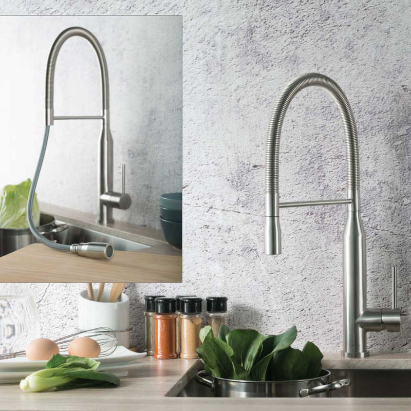 Glatt Semi-Professional Dual Spray Pull Out Kitchen Faucet - Single Hole - 21" Stainless Steel/Stainless Steel