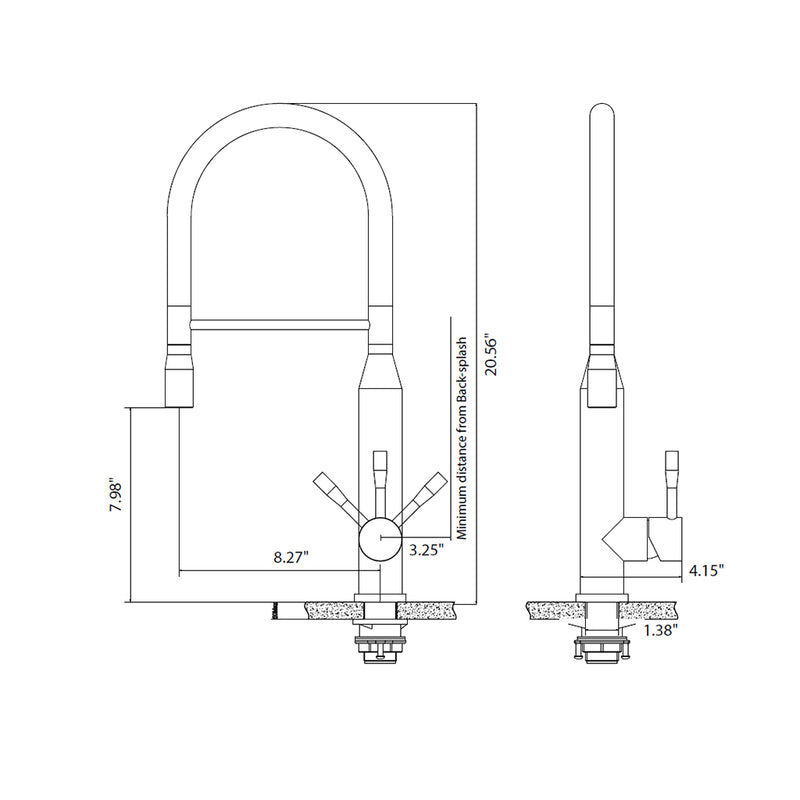 Glatt Semi-Professional Dual Spray Pull Out Kitchen Faucet - Single Hole - 21" Stainless Steel/Stainless Steel