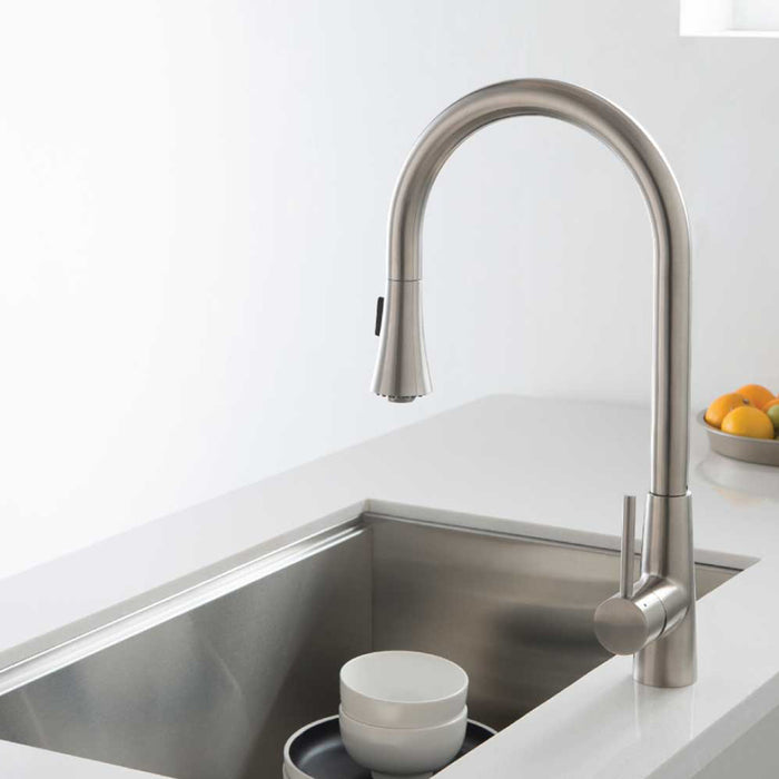 Zest Dual Spray Pull Out Kitchen Faucet - Single Hole - 18" Stainless Steel/Matt Black