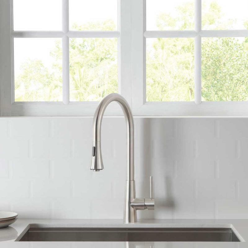 Zest Dual Spray Pull Out Kitchen Faucet - Single Hole - 18" Stainless Steel/Brushed Gold