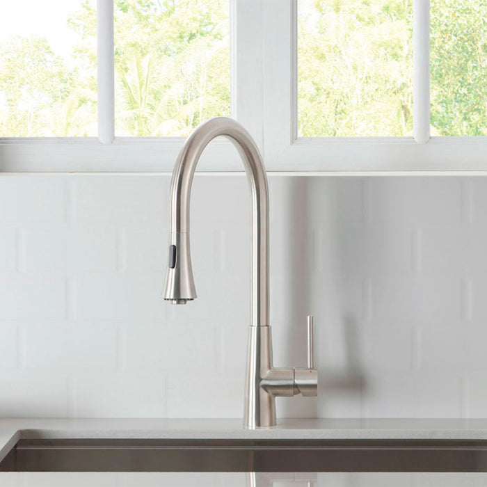 Zest Dual Spray Pull Out Kitchen Faucet - Single Hole - 18" Stainless Steel/Stainless Steel