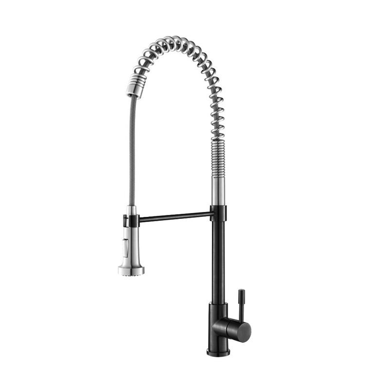 Professio - S - Dual Spray Professional Pull Out Kitchen Faucet - Single Hole - 28" Stainless Steel/Matt Black