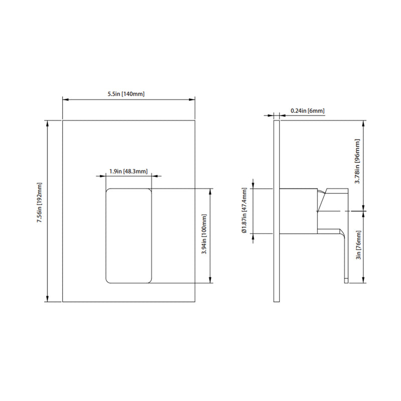 Serie 196 1 Way Pressure Balance Complete Shower Set - Wall Mount - 6" Brass/Brushed Nickel