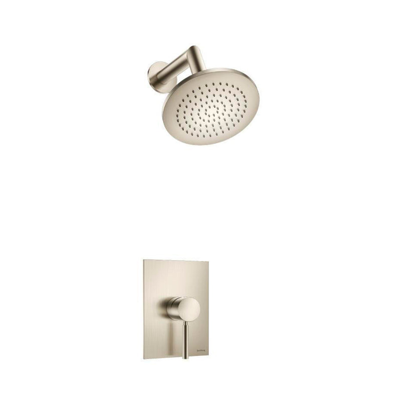 Serie 100 1 Way Thermostatic Complete Shower Set - Wall Mount - 6" Brass/Brushed Nickel