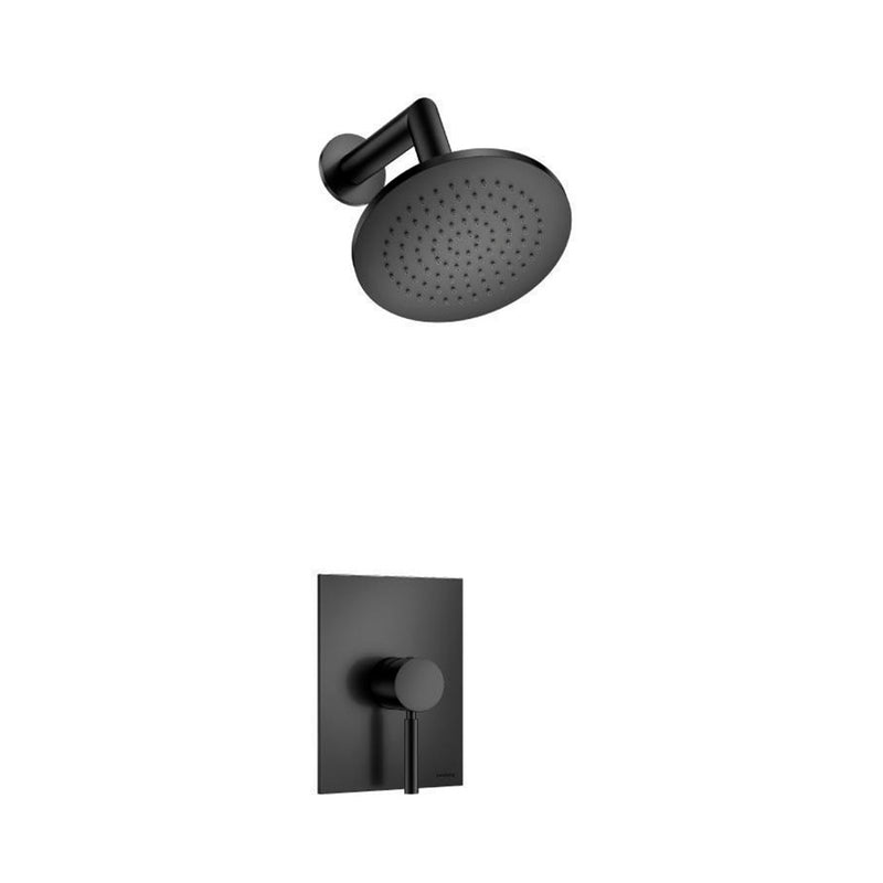 Serie 100 1 Way Thermostatic Complete Shower Set - Wall Mount - 6" Brass/Matt Black