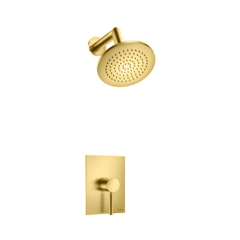 Serie 100 1 Way Thermostatic Complete Shower Set - Wall Mount - 6" Brass/Satin Brass