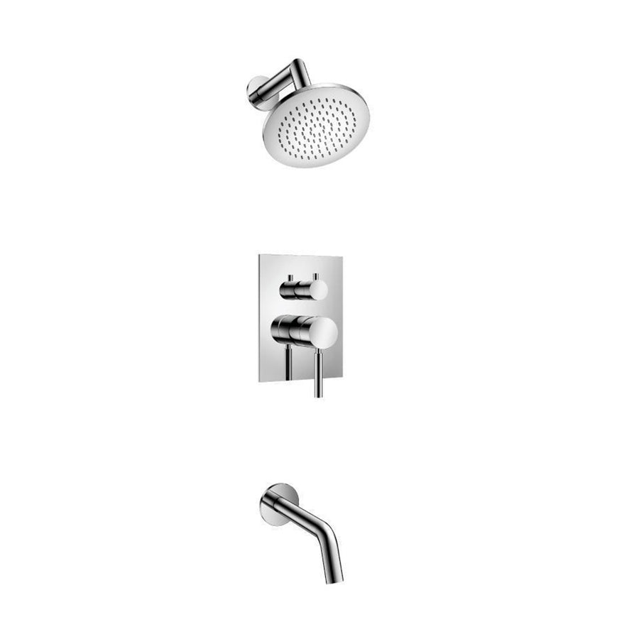 Serie 100 2 Way Pressure Balance Complete Shower Set - Wall Mount - 6" Brass/Polished Chrome