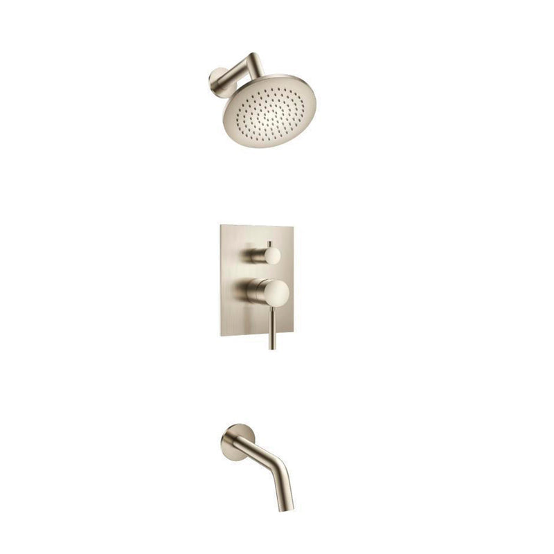 Serie 100 2 Way Pressure Balance Complete Shower Set - Wall Mount - 6" Brass/Brushed Nickel