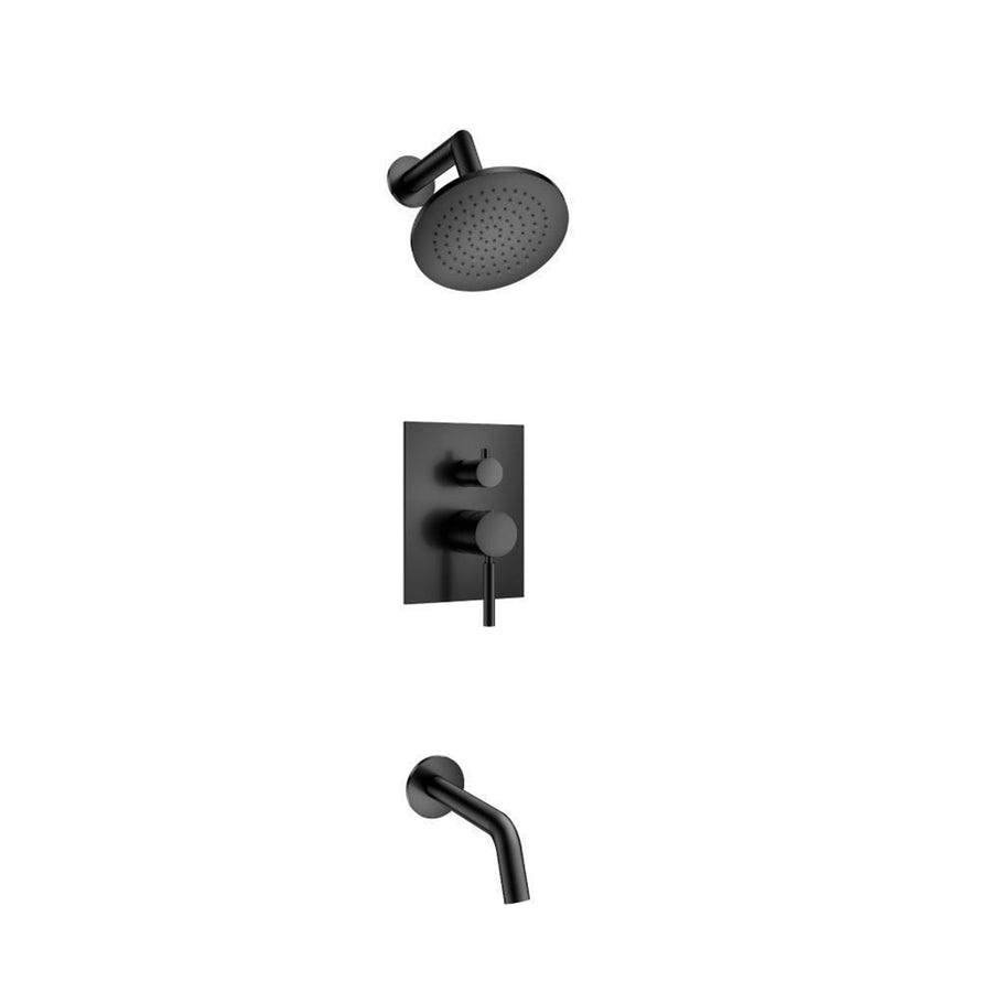 Serie 100 2 Way Pressure Balance Complete Shower Set - Wall Mount - 6" Brass/Matt Black