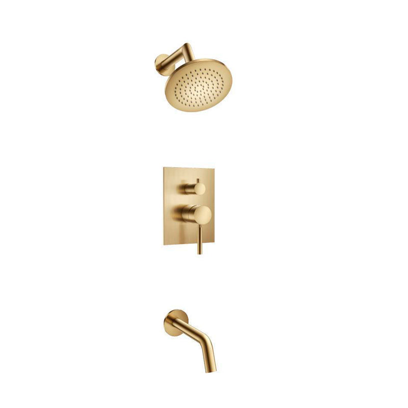 Serie 100 2 Way Pressure Balance Complete Shower Set - Wall Mount - 6" Brass/Satin Brass