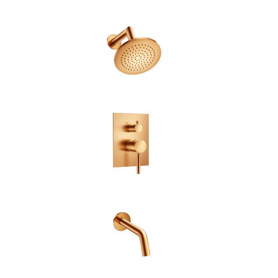 Serie 100 2 Way Pressure Balance Complete Shower Set - Wall Mount - 6" Brass/Brushed Bronze