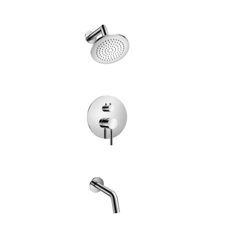 Serie 100 2 Way Pressure Balance Complete Shower Set - Wall Mount - 6" Brass/Polished Chrome